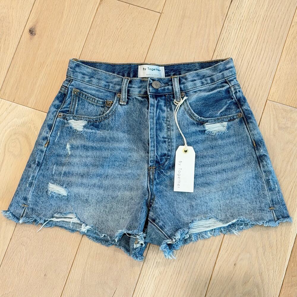 By together High Waist Button Fly Cotton Shorts Women’s Size Small